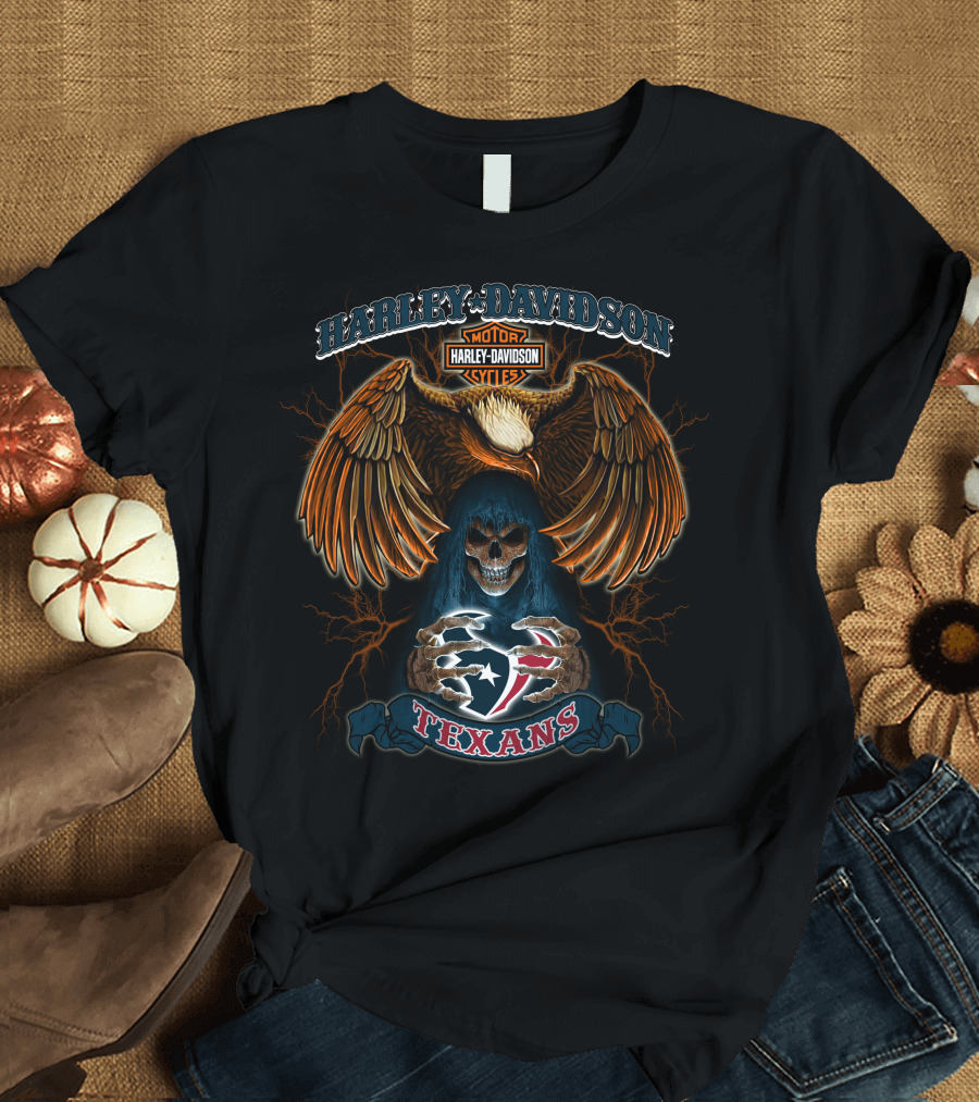 Harley Davidson Texans Nfl Hl01 Skeleton Eagle T-Shirt