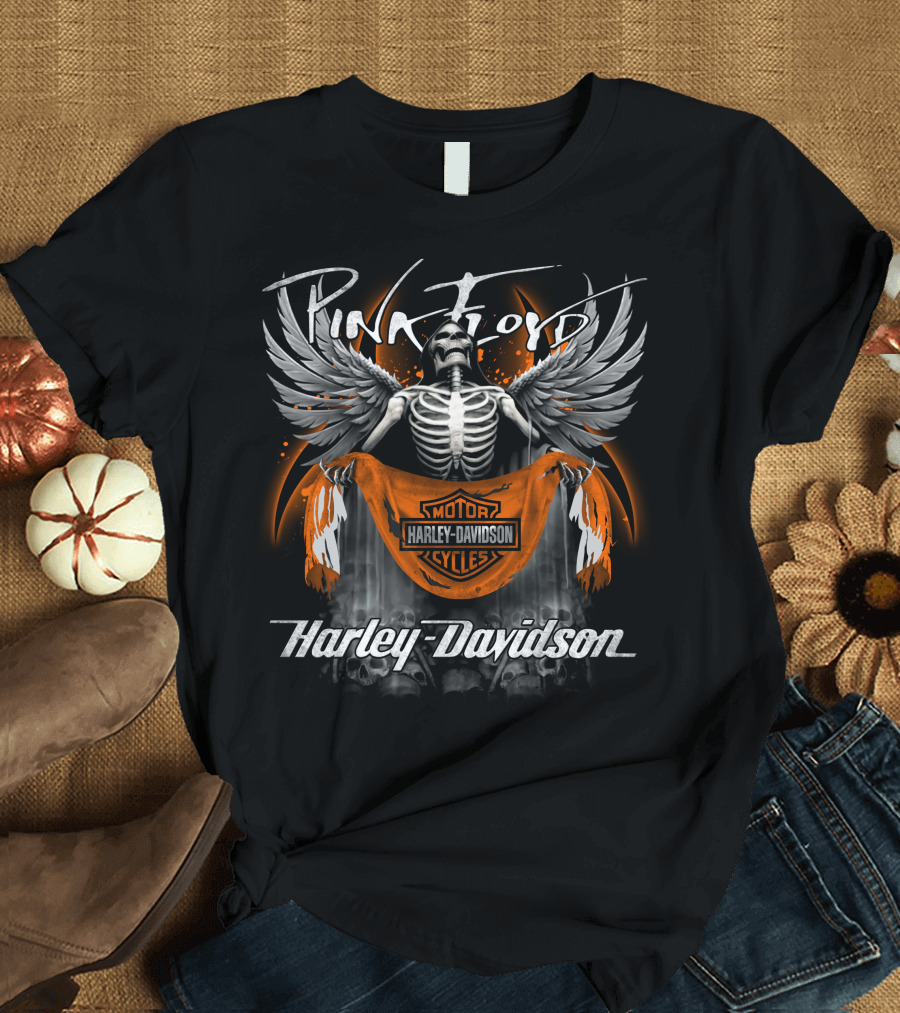 Pink Floyd Harley Davidson Motorcycles Winged Skeleton T-Shirt