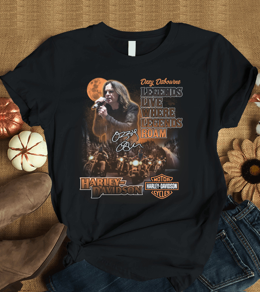 Ozzy Osbourne Legends Live Where Legends Roam Harley Davidson Motor Cycles T-Shirt