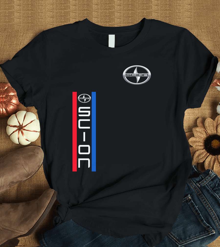 Scion Logo Vertical Red Blue Stripe T-Shirt