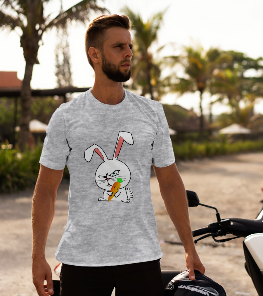 Rabbit Cool Angry Bunny Holding Carrot T-Shirt