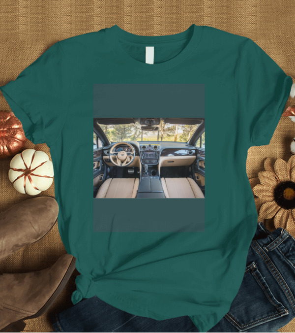 T-Shirt: Demo Interior Luxury Car Dashboard and Steering Wheel T-Shirt Demo Interior Luxury Car Dashboard and Steering Wheel T-Shirt