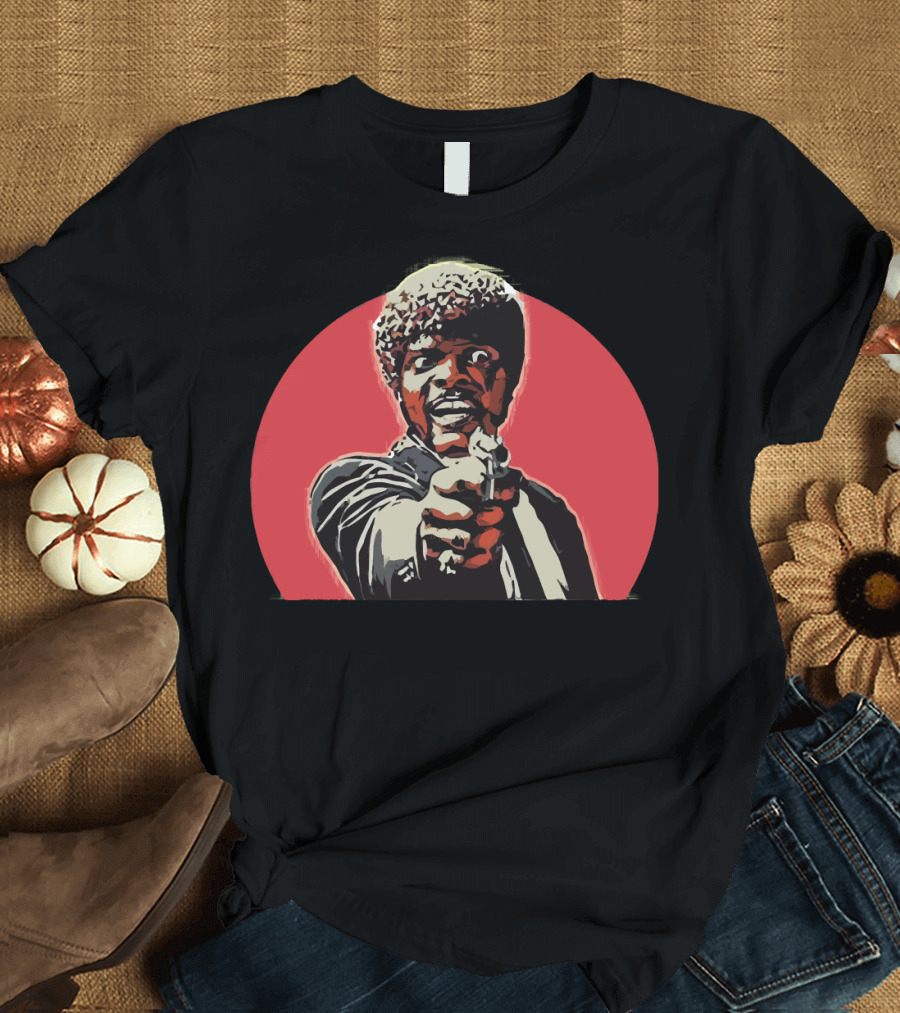 Ezekiel 2517 Pulp Fiction Iconic Scene with Gun and Red Circle T-Shirt