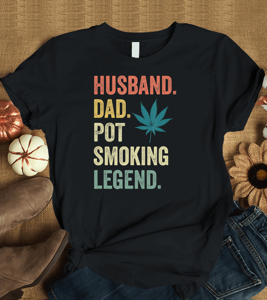 Vintage Retro Husband Dad Pot Smoking Legend Weed Stoner 158 T-Shirt