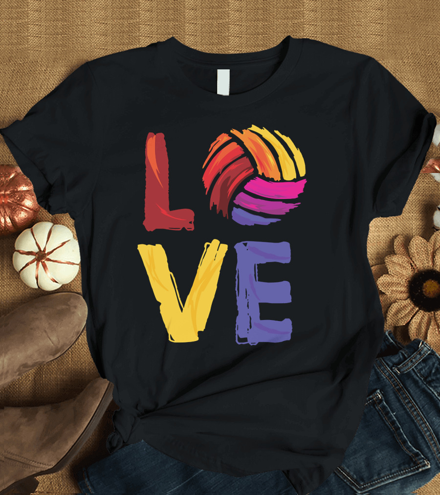 Love Volleyball Multicolor Lettering T-Shirt