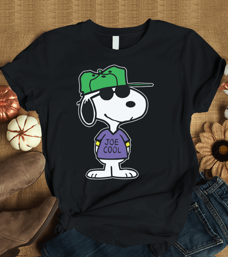 Funny Snoopy Joe Cool Wearing Green Hat and Glasses T-Shirt