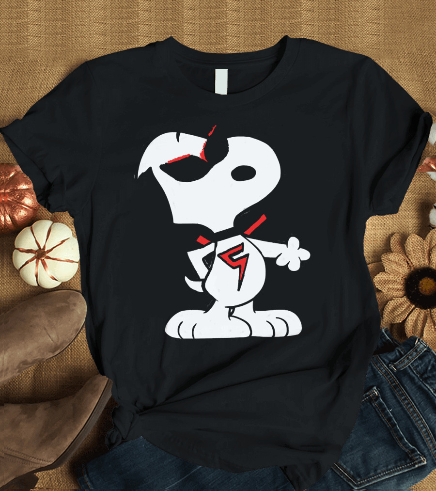 Superhero Snoopy with Bold Red Lightning T-Shirt