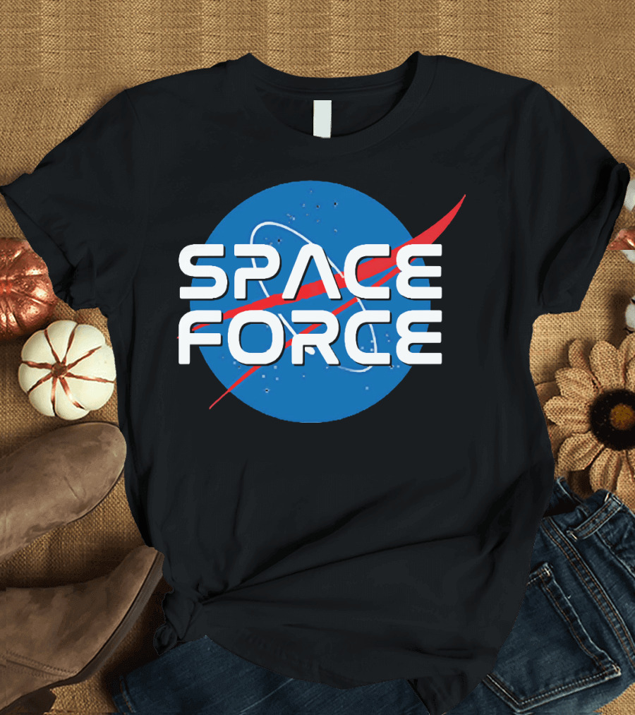 SPACE FORCE NASA Style Logo Blue Circle Background T-Shirt