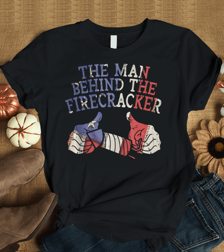 The Man Behind The Firecracker 4th Of July Pregnancy Dad Matching 114 T-Shirt