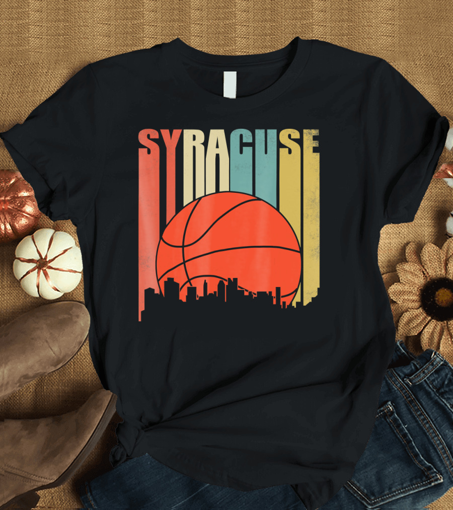 Syracuse Retro Basketball Skyline New York T-Shirt