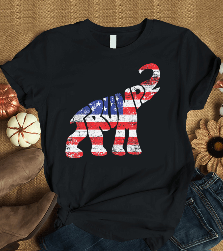Trump Elephant American Flag T-Shirt