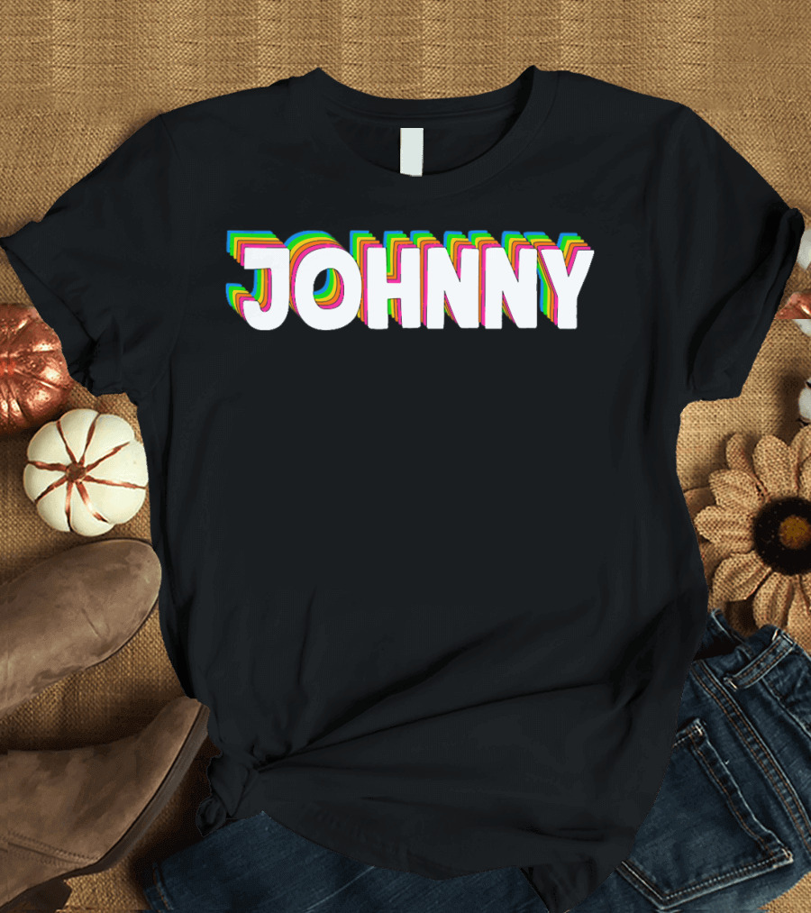 JOHNNY Rainbow 3D Name Tag Effect T-Shirt