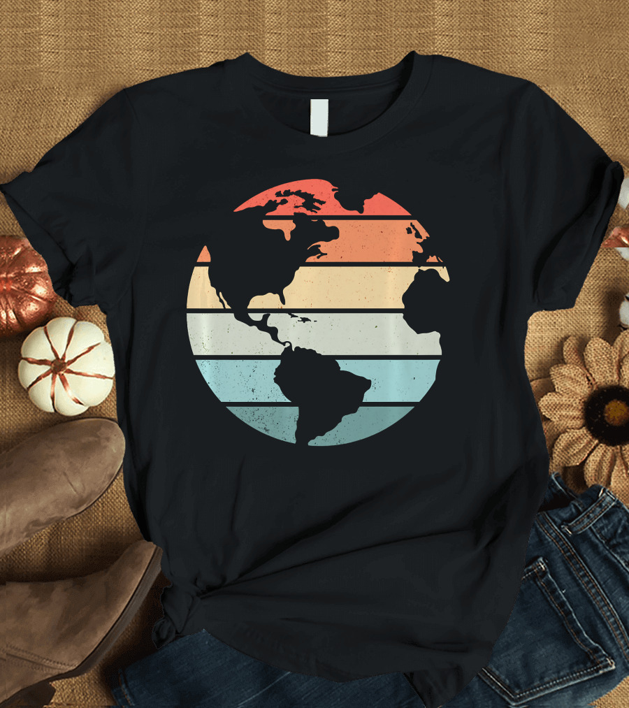 Retro Sunset Striped Earth Vintage Aesthetic T-Shirt