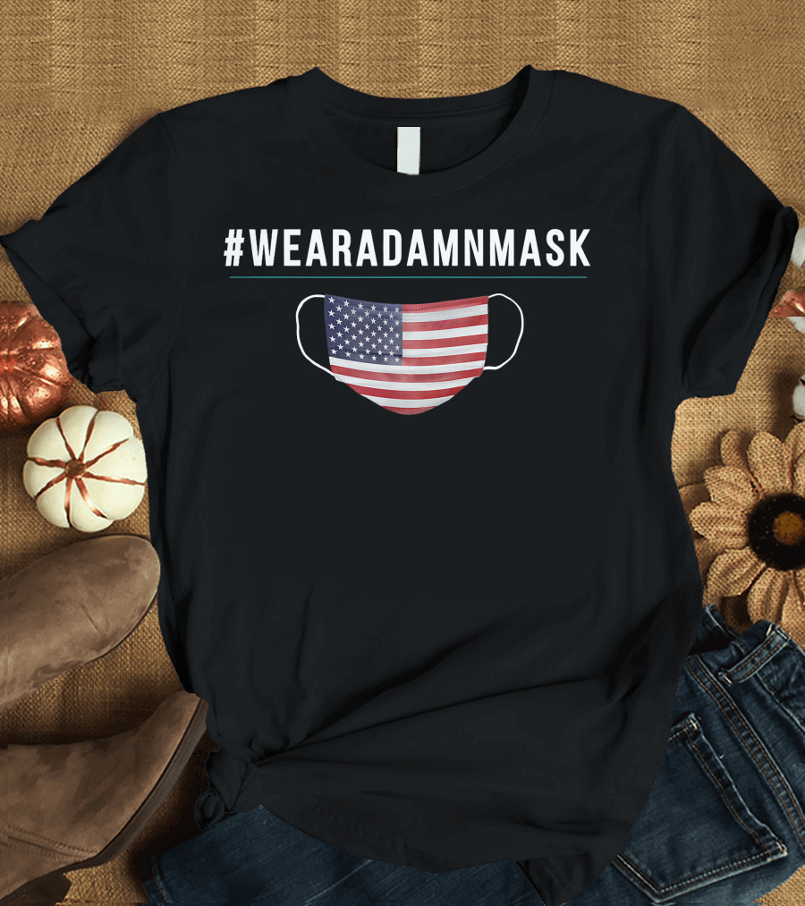 WEARADAMNMASK American Flag Face Covering T-Shirt