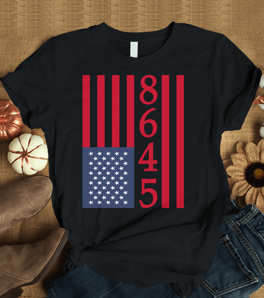 8645 American Flag Vertical Stripes Red White and Blue T-Shirt