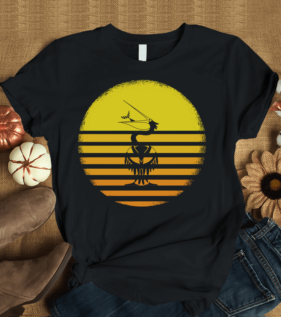Vintage Heron Sunset Stripes T-Shirt