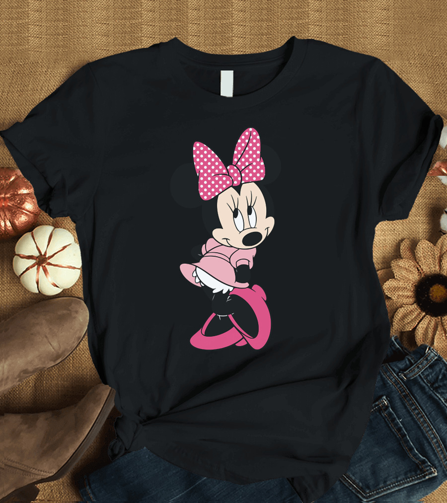 Minnie Mouse Pink Polka Dot Bow and Dress Iconic Pose T-Shirt