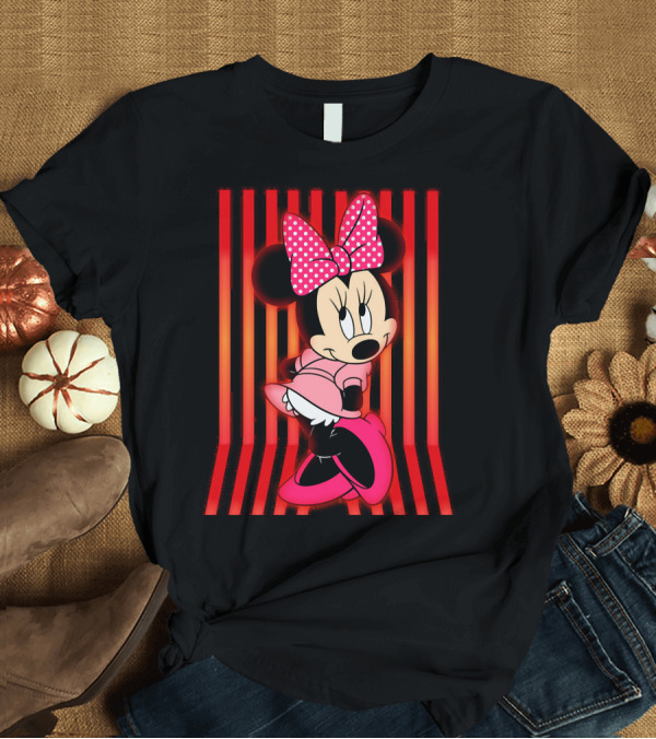 T-Shirt: Minnie Mouse Bow Stripe Pose T-Shirt Minnie Mouse Bow Stripe Pose T-Shirt
