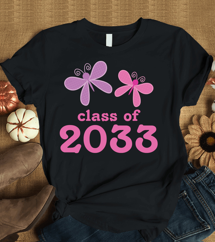 Class Of 2033 Cute Butterfly Duo T-Shirt