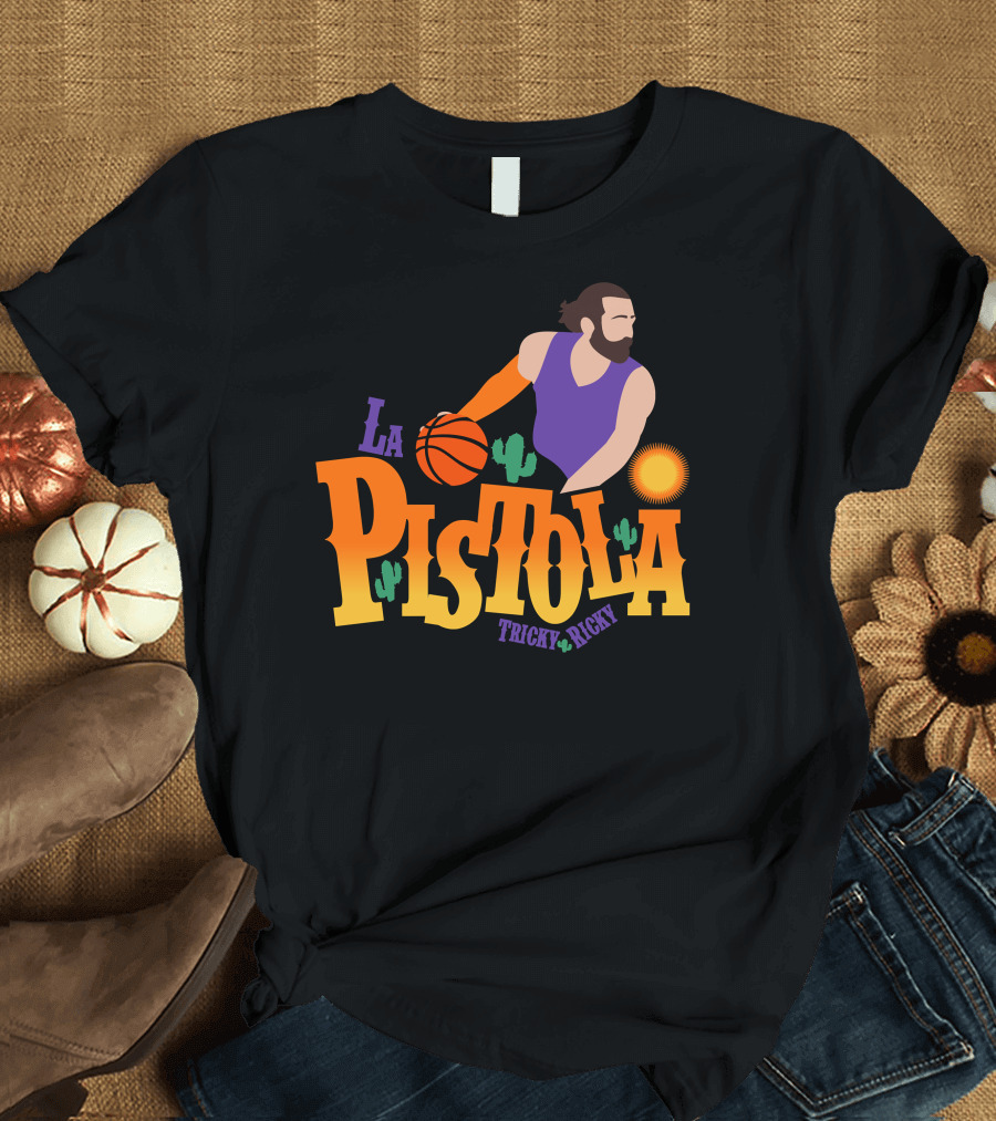 La Pistola Tricky Ricky Basketball Cactus Sun T-Shirt