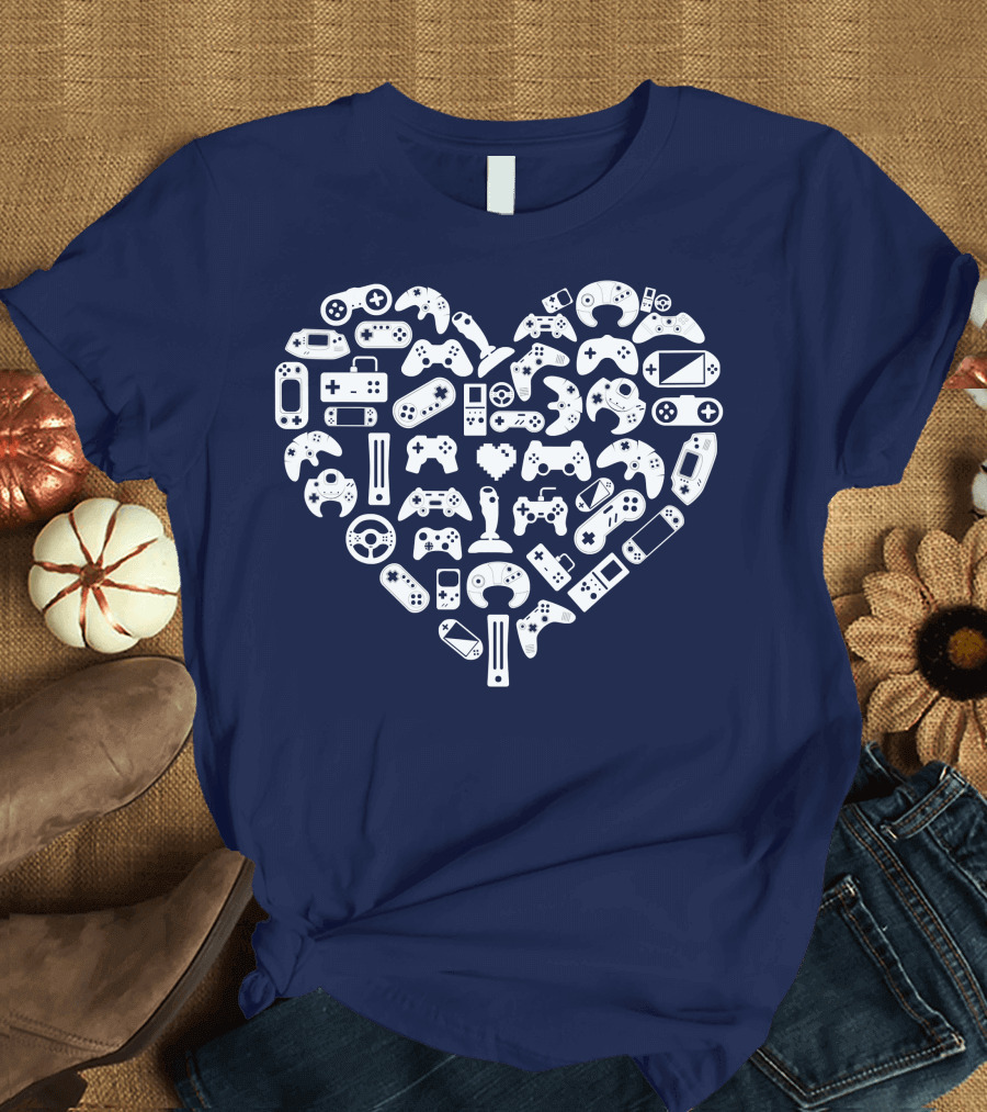 Boys Gamer Controllers Heart Valentine's Day T-Shirt