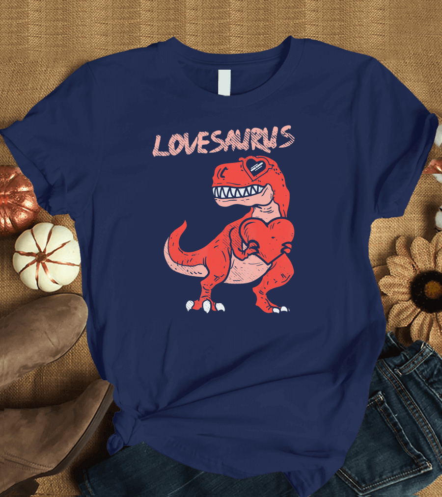 Lovesaurus T-Rex Holding Heart Valentines Day T-Shirt