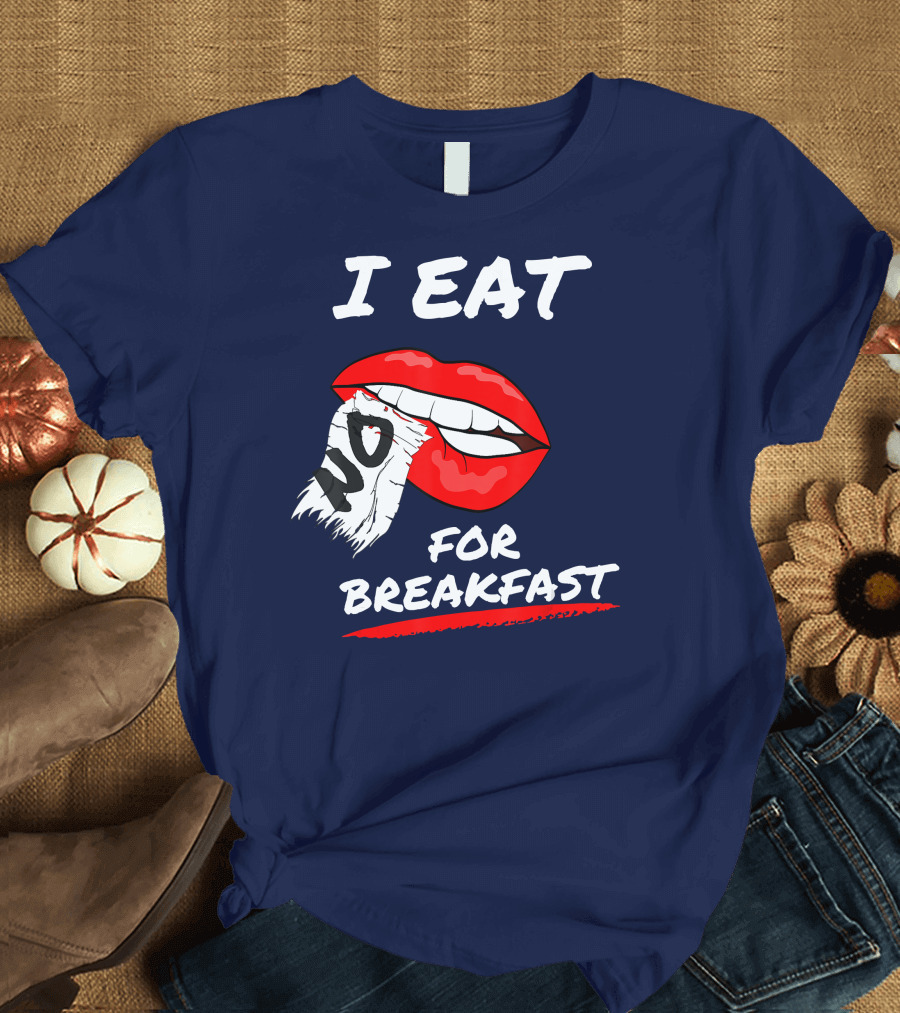 I EAT NO FOR BREAKFAST Lips with Torn Letter T-Shirt