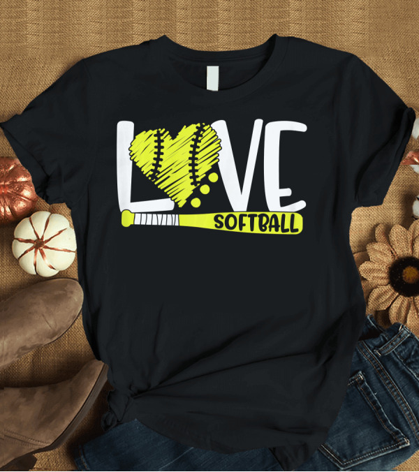 T-Shirt: LOVE Softball Heart Bat T-Shirt LOVE Softball Heart Bat T-Shirt