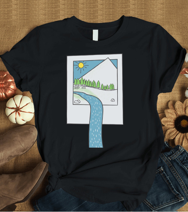 T-Shirt: Unique Flows Merch Nature Landscape River Sun Trees T-Shirt Unique Flows Merch Nature Landscape River Sun Trees T-Shirt