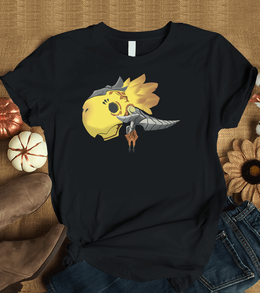 Chocobo Helmet Fantasy Creature Design Yellow Bird Mask T-Shirt
