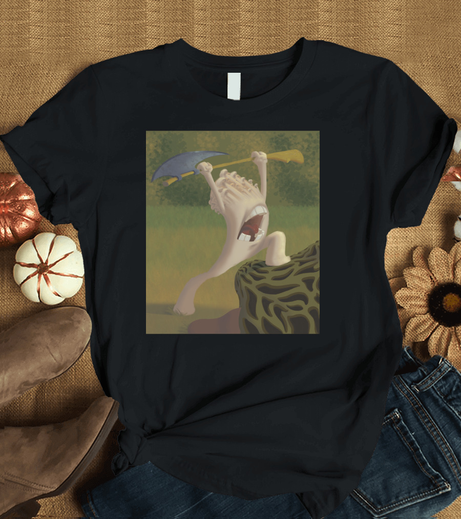 Warrior Enoki Mushroom Battle Cry with Axe Raised T-Shirt