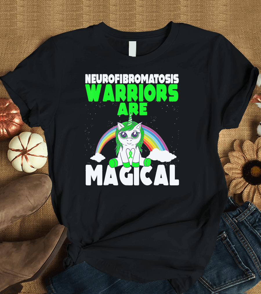 Neurofibromatosis Warriors Are Magical Rainbow Unicorn Green T-Shirt