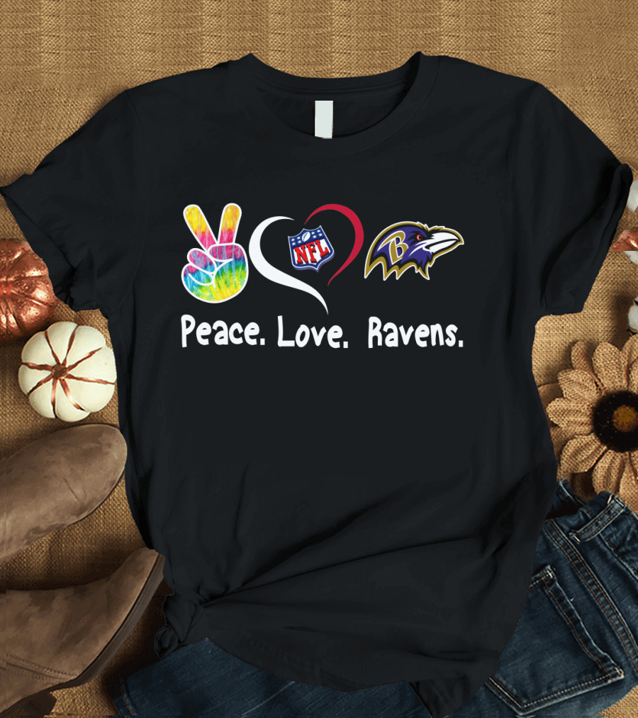 Peace Love NFL Baltimore Ravens T-Shirt