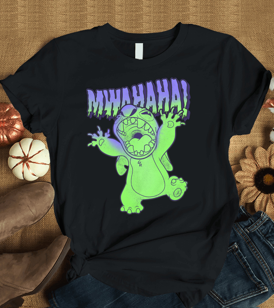 Disney Stitch Halloween Mwahaha Green Glow T-Shirt