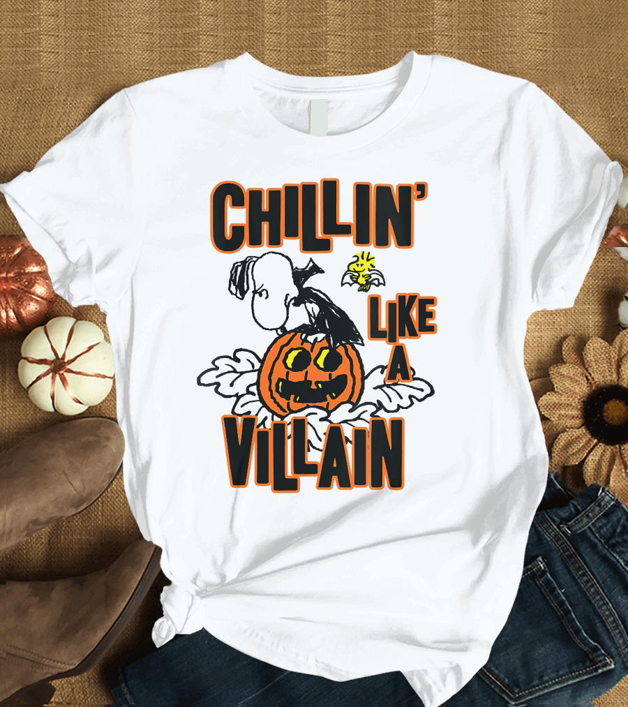 Chillin’ Like a Villain Halloween Pumpkin and Characters T-Shirt