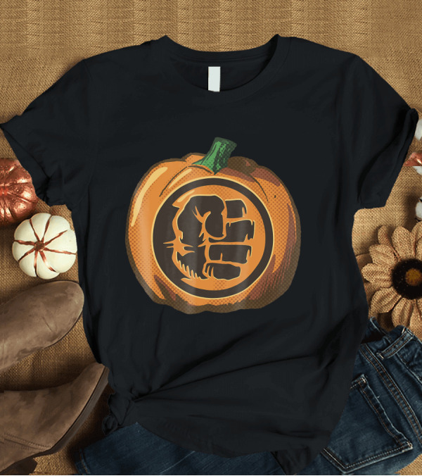 T-Shirt: Hulk Fist Pumpkin Halloween Fusion in Comic T-Shirt Hulk Fist Pumpkin Halloween Fusion in Comic T-Shirt