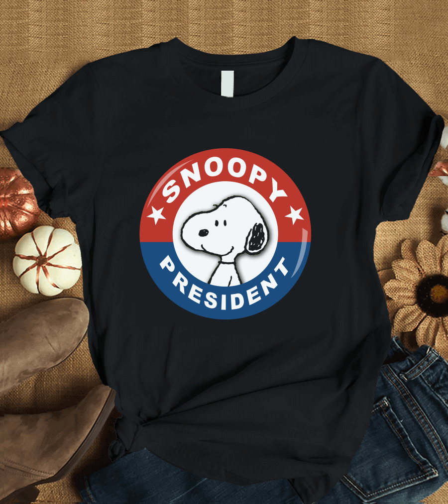 Snoopy for President Red White and Blue Badge T-Shirt