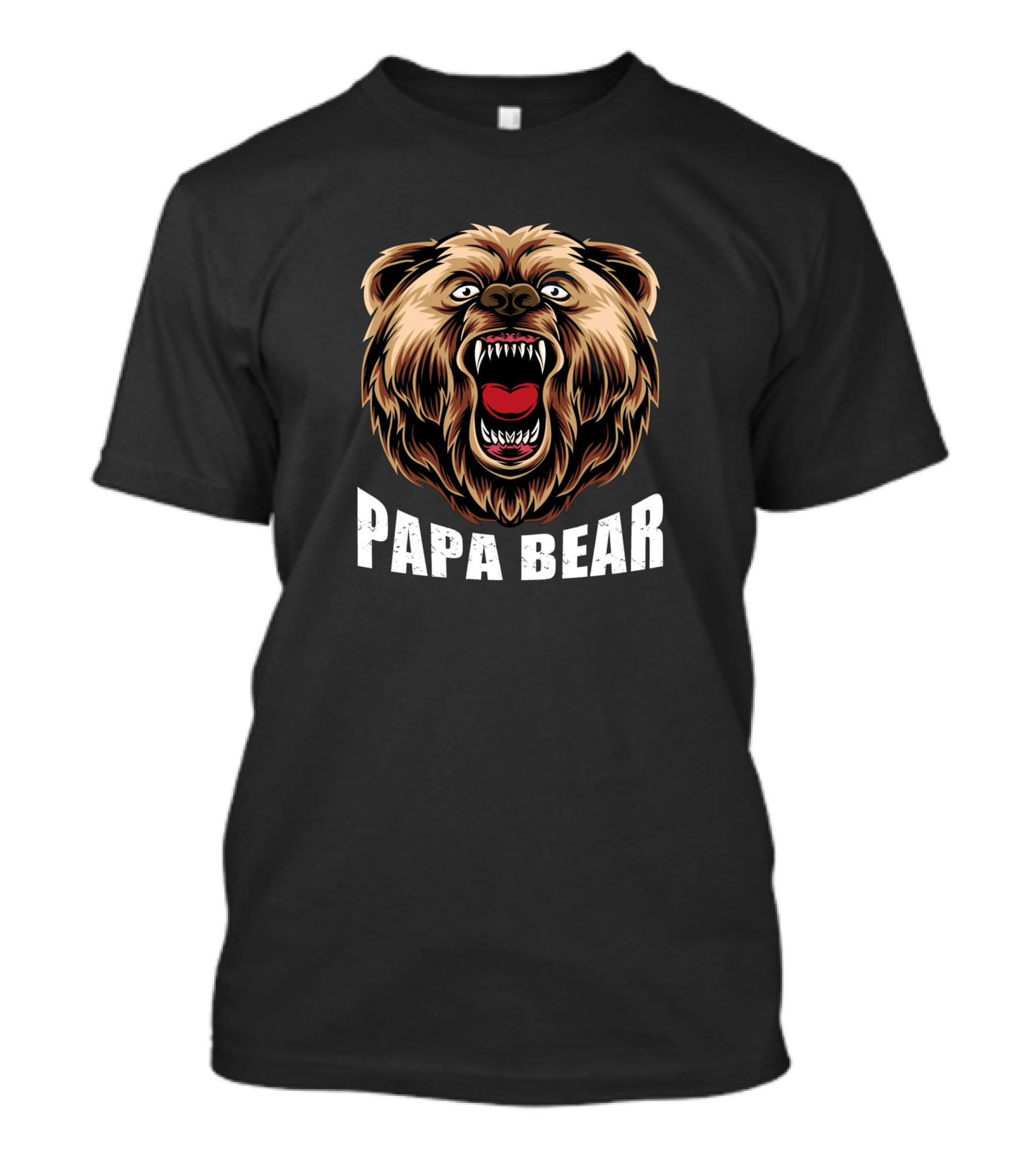 Papa Bear Fierce Roaring Grizzly Face T-Shirt