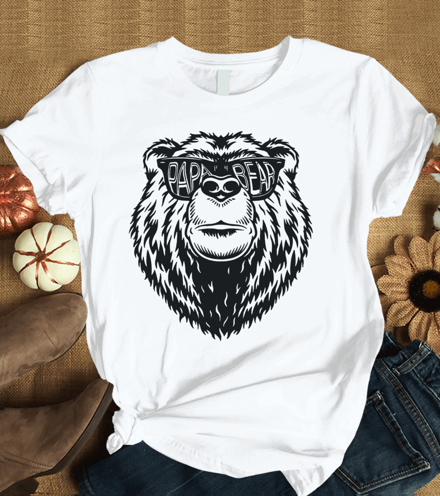 Papa Bear Sunglasses Daddy Bear T-Shirt