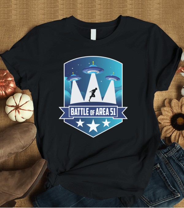 T-Shirt: Battle Of Area 51 UFOs Funny Ninja Running Under Spaceship Lights T-Shirt Battle Of Area 51 UFOs Funny Ninja Running Under Spaceship Lights T-Shirt