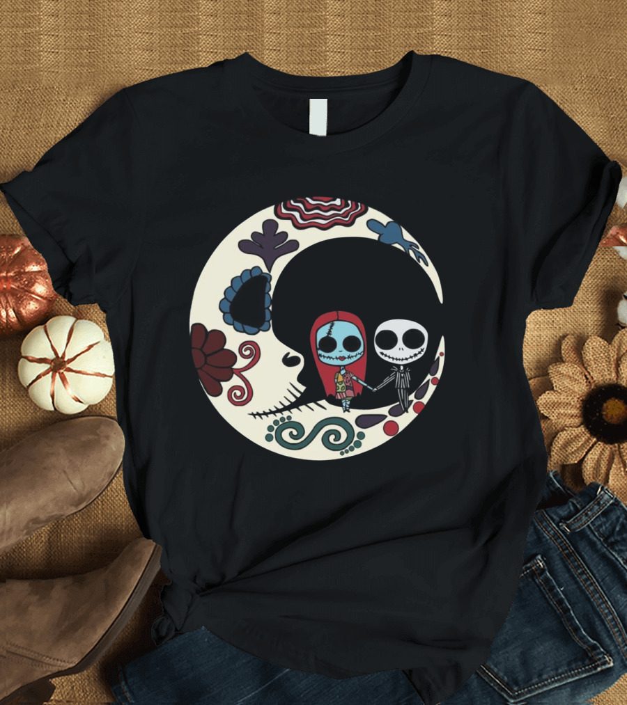 Calavera Moon Jack Skellington Sally Día de los Muertos T-Shirt