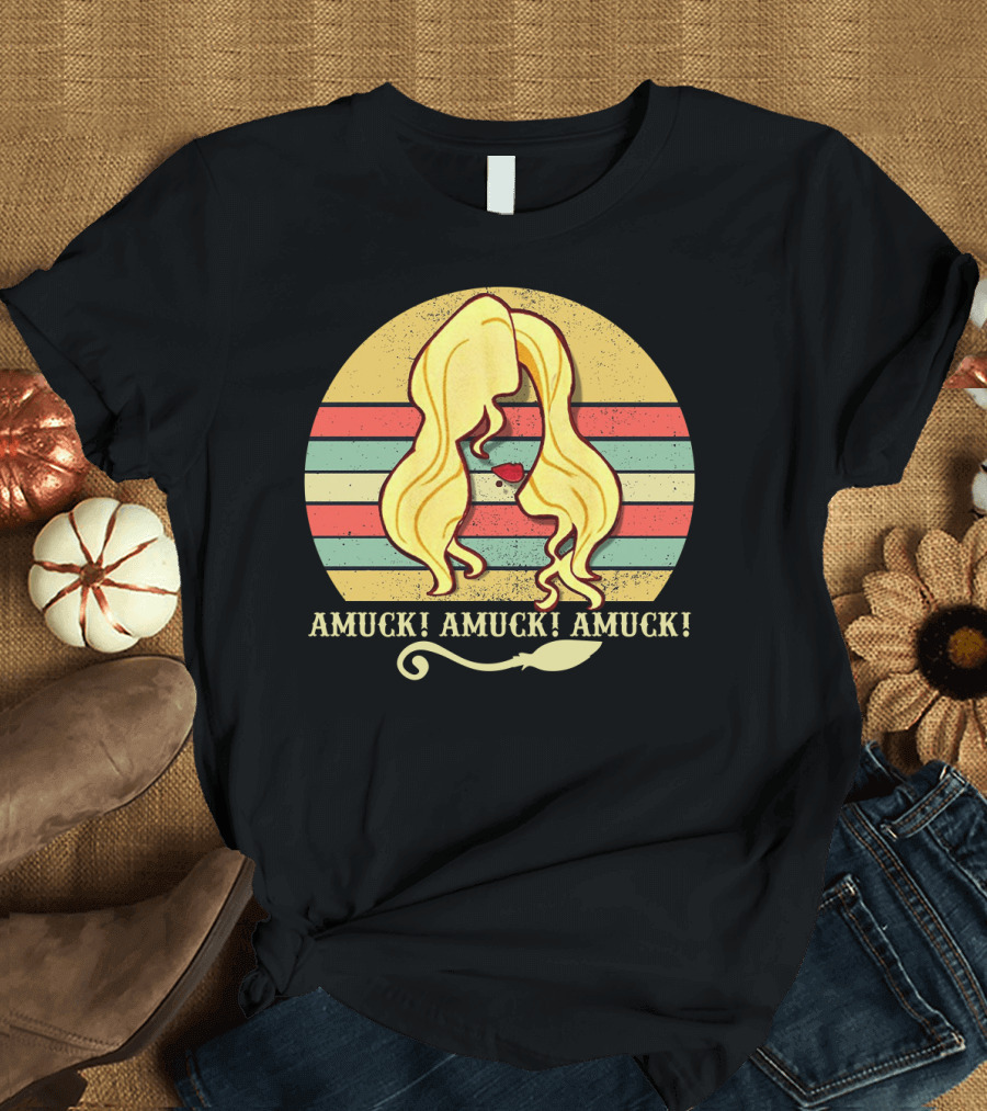 Amuck Amuck Amuck Vintage Sunset Sarah Sanderson Hocus Pocus Witch Silhouette T-Shirt