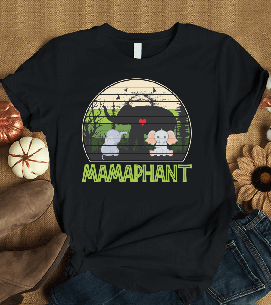 Mamaphant Cute Elephant Mom with Heart and Baby Elephants T-Shirt