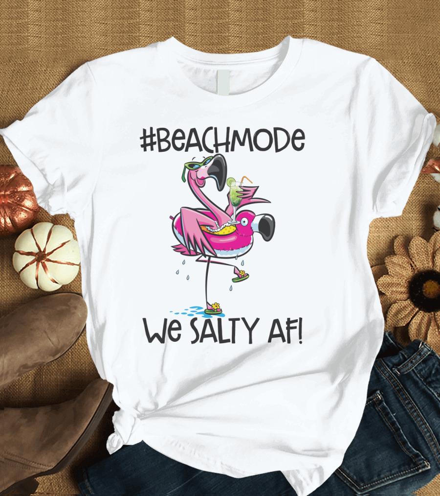 BeachMode We Salty AF Flamingo Summer Vacation T-Shirt