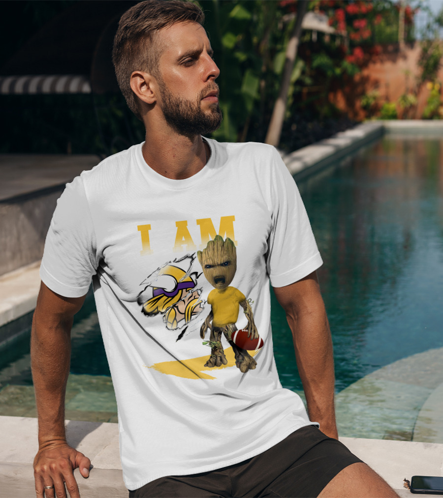 I AM Minnesota Vikings Baby Groot Football T-Shirt