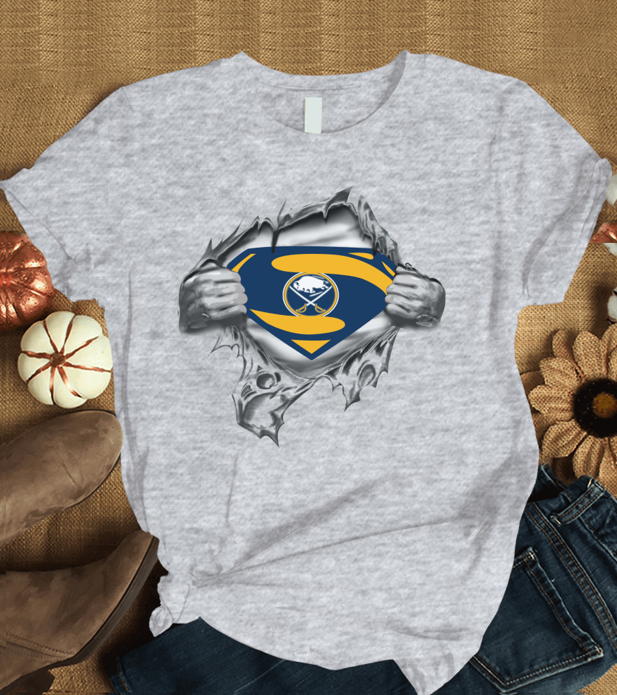 Buffalo Sabres Superman Logo Ripped Chest T-Shirt