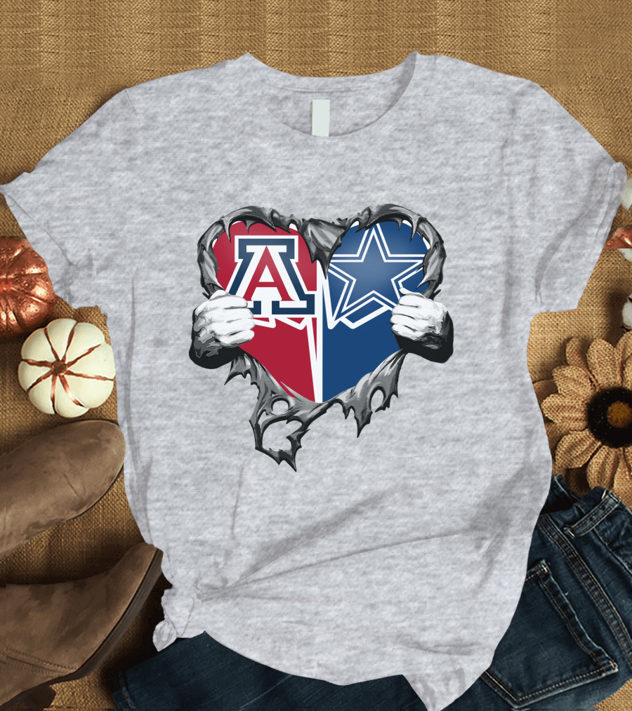 Cowboys and Arizona Wildcats Heart T-Shirt