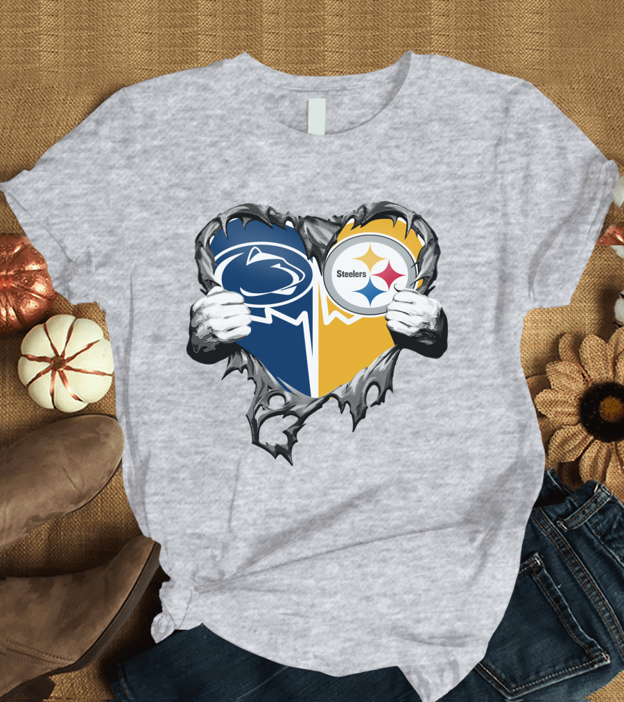 Steelers and Penn State Heart T-Shirt