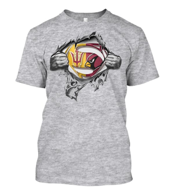 Arizona State Devils Cardinals Super Man Logo Mashup T-Shirt