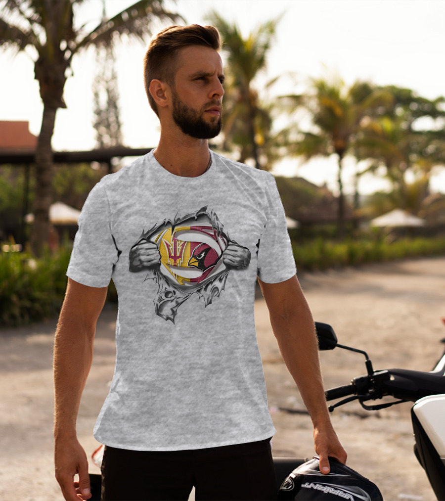 Arizona State Devils Cardinals Super Man Logo Mashup T-Shirt